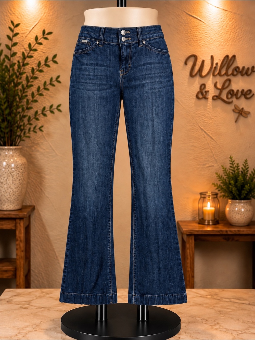 White House Black Market Dark Blue High-Rise Trouser Leg